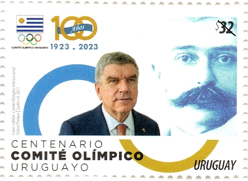 Thomas Bach IOC Präsident Briefmarke Uruguay 27.10.2023